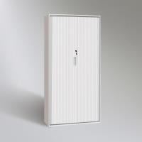 sba tambour door cupboard 2000mm high x 1200mm wide x 450mm deep, white  (4 adjustable shelves)